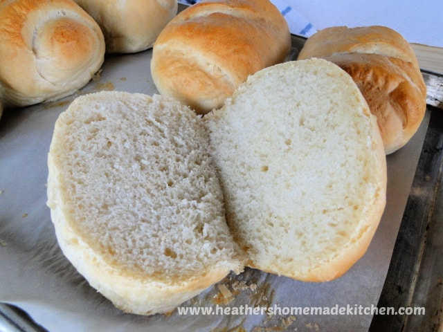 Homemade French Bread hoagie bun sliced and opened.