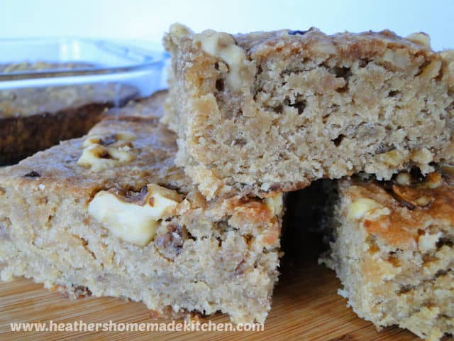Close up side view of Banana Nut Bars.