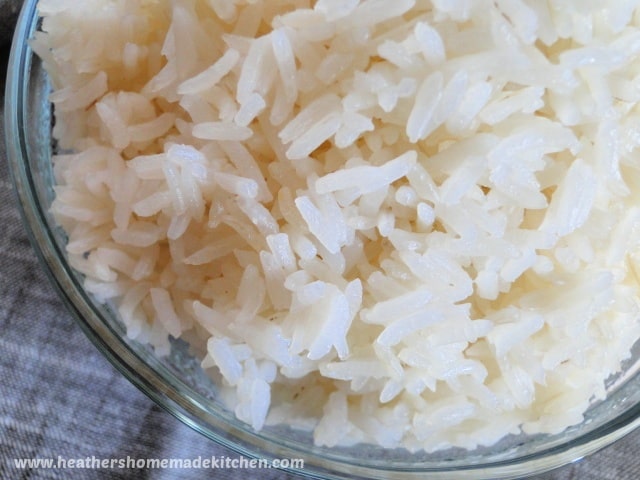 Top view close up of instant pot rice. 