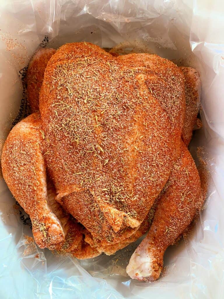 Seasoned whole chicken in crock pot  for crock pot whole chicken recipe. 