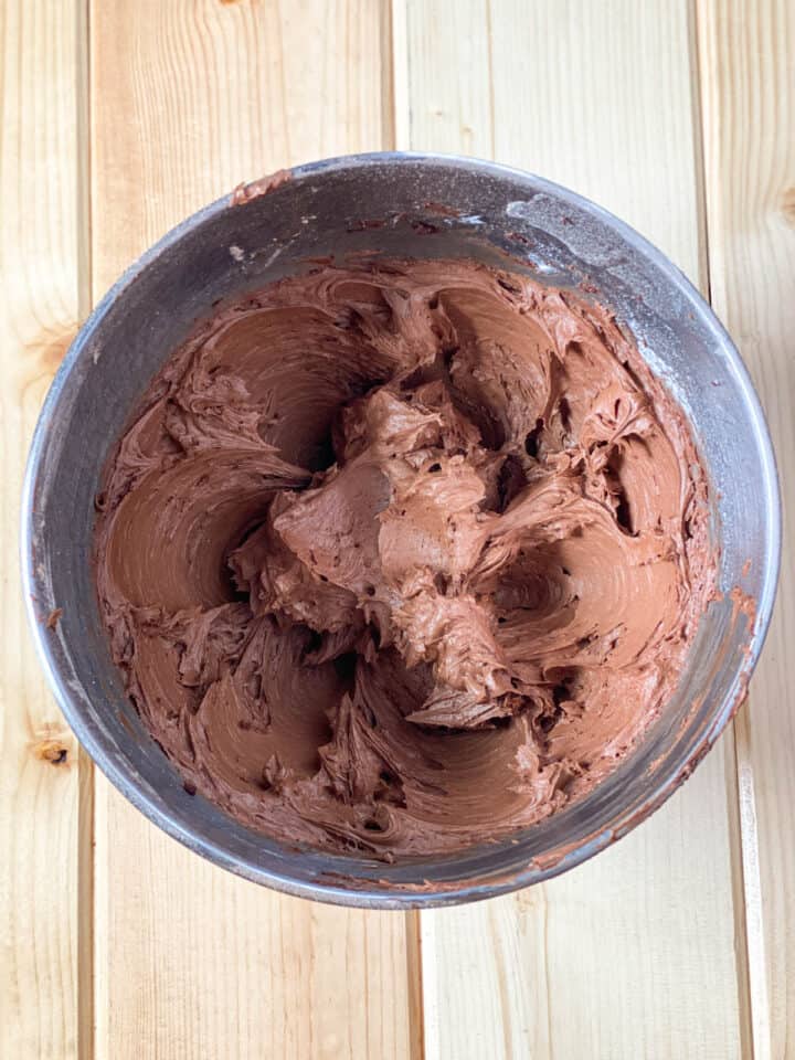 Chocolate buttercream frosting for chocolate zucchini cake.