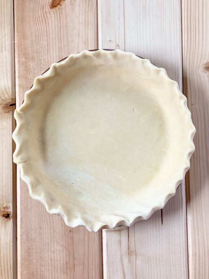 Pie crust pressed into pie plate.