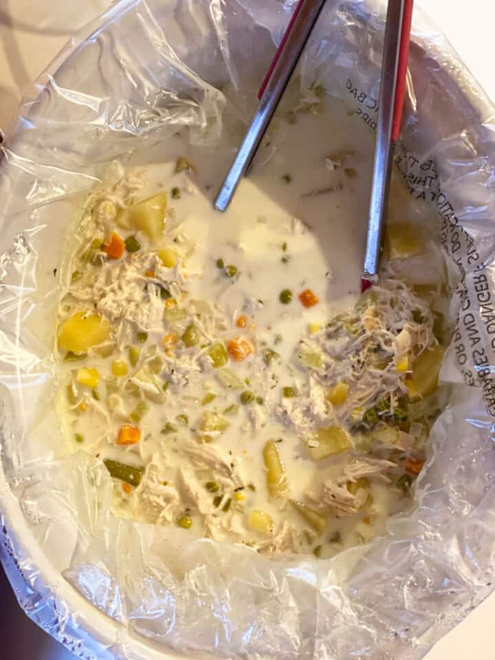 Cream added to soup in crock pot.