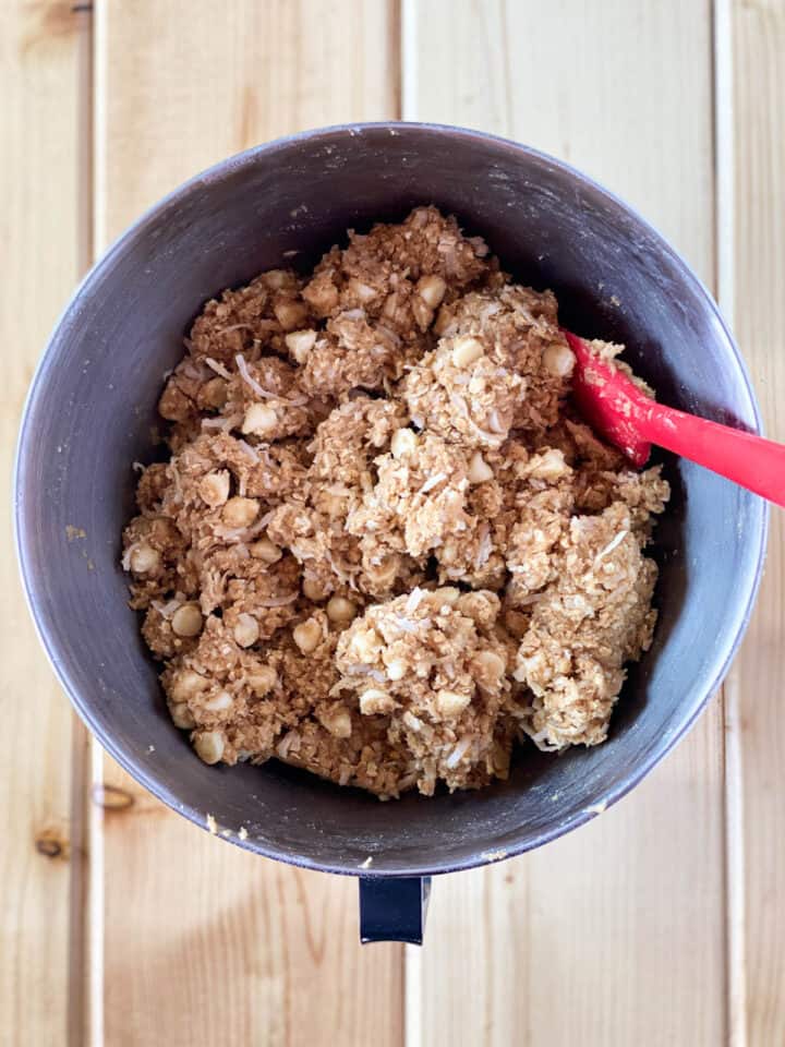 Complete cookie dough in mixing bowl.