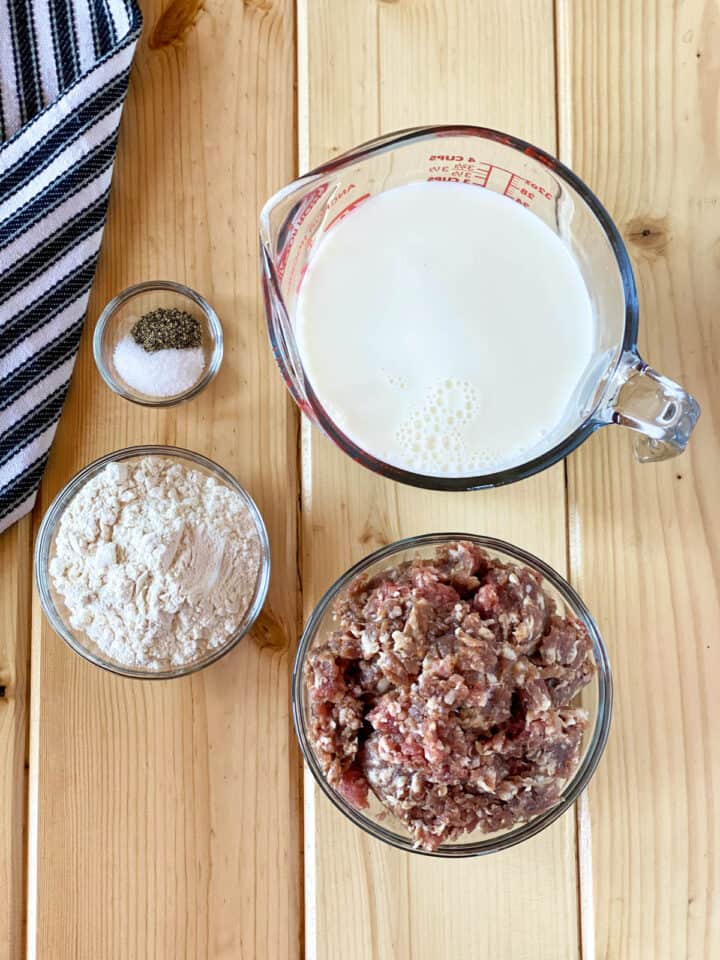 Sausage gravy ingredients.