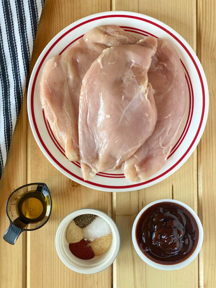 Oven roasted BBQ chicken ingredients.