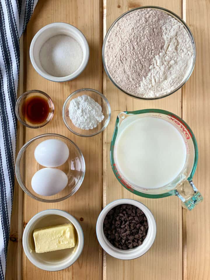 Sheet pan pancakes ingredients.