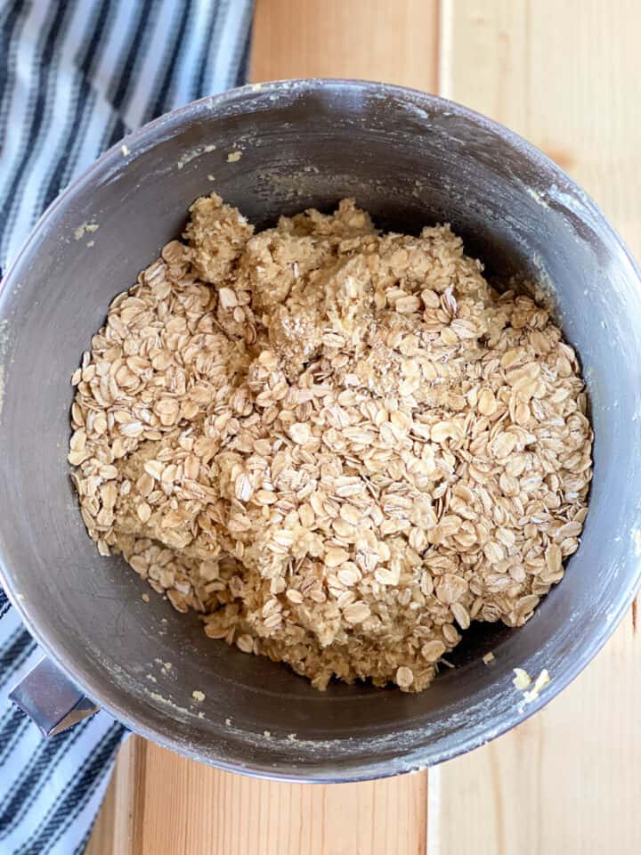 Oatmeal added to cookie dough.