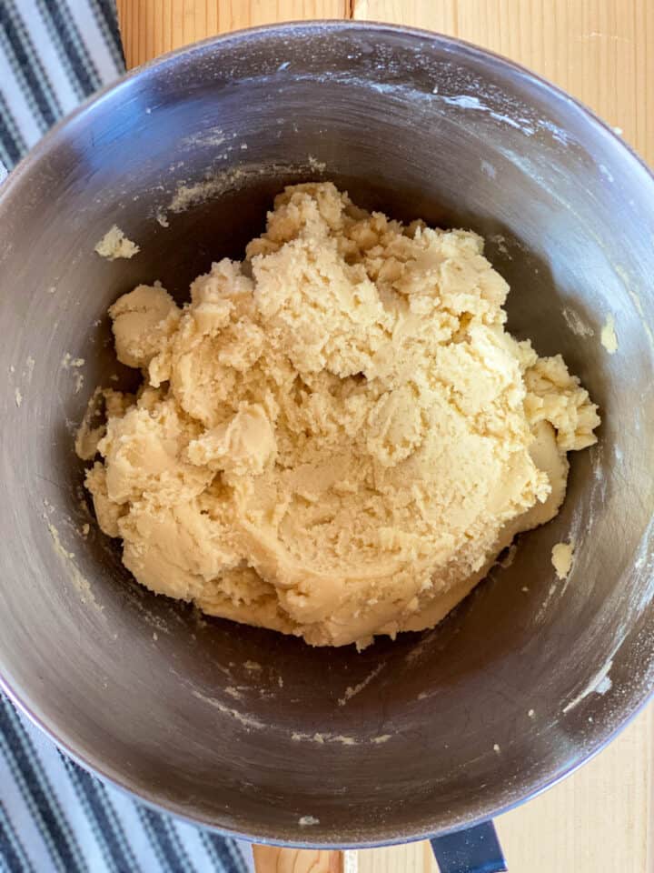 Completed cookie dough in large mixing bowl.