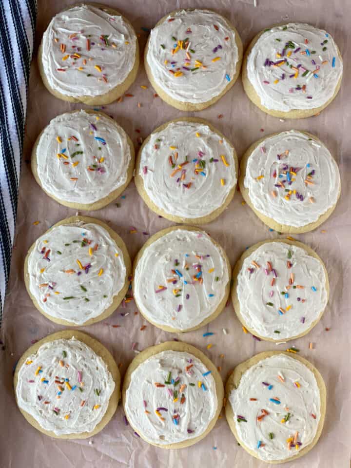 Frosted and decorated cookies.