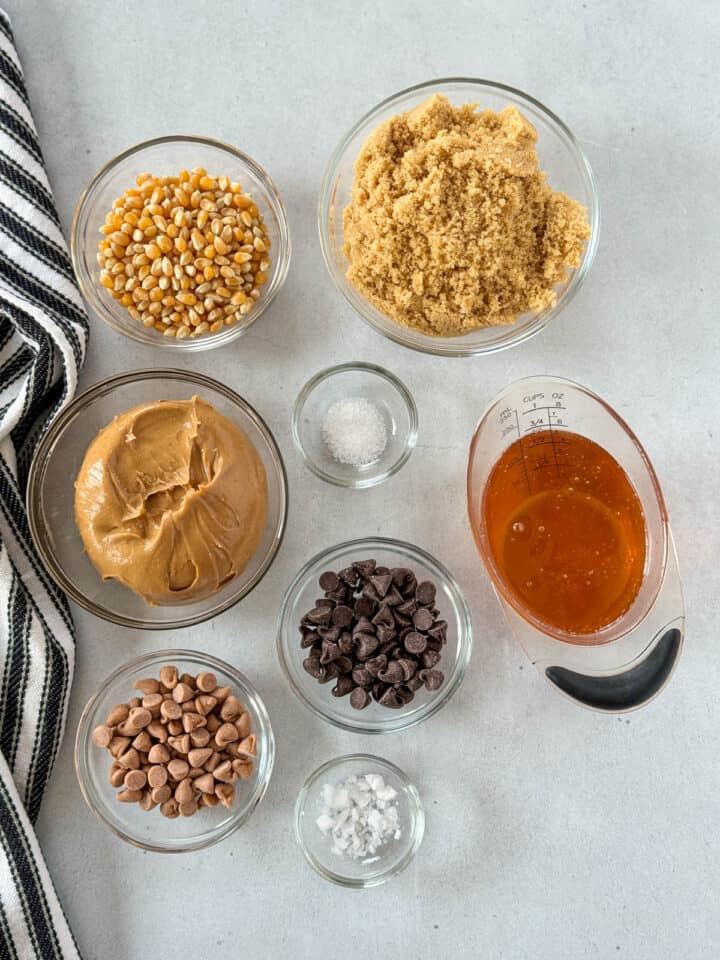 Scotcharoo popcorn recipe ingredients.