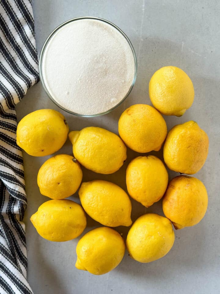 Homemade lemonade recipe ingredients.