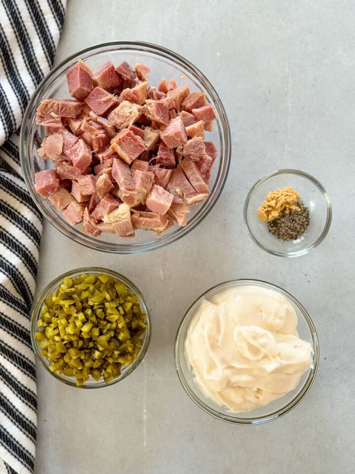 Easy ham salad recipe ingredients.